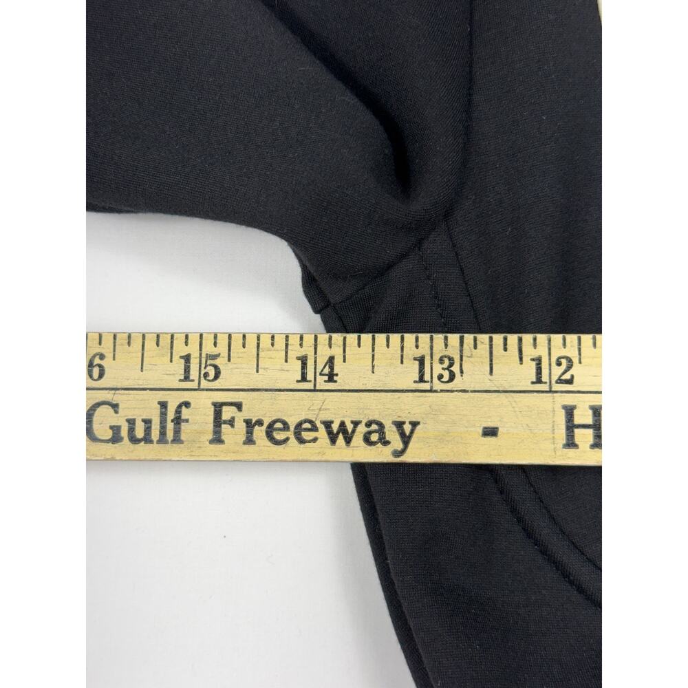 STAUD Berry Dress sleek black maxi white trim neckline long sleeves Sz XS - Picture 11 of 14